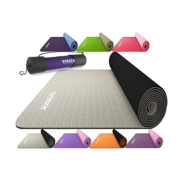 RDX-Yoga-Mat-TPE-6mm-Thick-with-Straps-and-Carry-Bag-Reach-ROHS-Certified-Eco-Friendly-Non-Slip-Mats-for-Men-Women-Home-Gym-Fitness-Workout-Exercise-Pilates-Aerobic-Planks-183-x-61-x-06CM RDX Yoga Mat TPE 6mm Thick with Straps and Carry bag, REACH ROHS Certified, Eco Friendly Non Slip Mats for Men Women, Home Gym Fitness Workout Exercise Pilates Aerobic Planks, 183 x 61 x 0.6CM