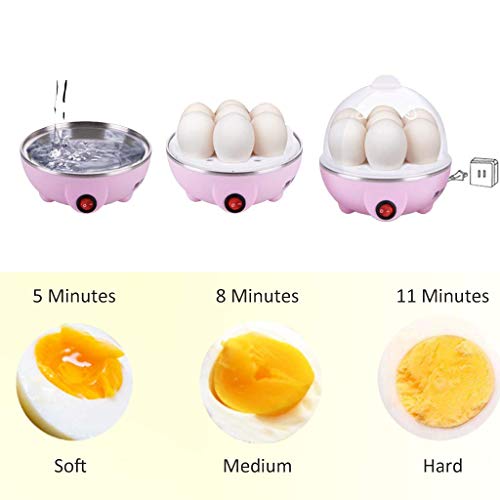 DreamJing Edelstahl Eierkocher,Elektrischer Eierkocher Egg Cooker Abschaltautomatik für 1-7 Eier gleichzeitig Rosa – Bild 4