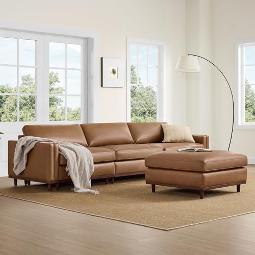 Image of CHITA 118 inch Super Large Sectional Modular Sofa, 4 Seat, Faux Leather, Camel