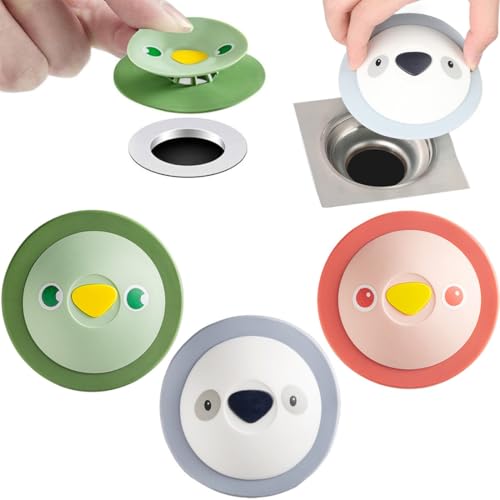 VisageVitalit 3 Piezas Tapón de Drenaje Universal, Suave Tapones Fregadero Silicona - Tapón de Bañera Universal a Presión con Filtro de Comida y Pelo para Lavabos, Fregaderos y Bañeras