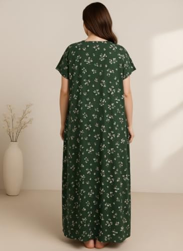 Image of Bahumaan Pure Cotton Nighty for Woman | Floral Gown for Women Nightwear with Pocket | Cotton Nighty for Women Stylish | Maxi for Women Cotton