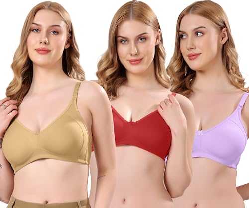 Image of London Hills Regular Bra for Women Everyday Non Padded Wire Free Full Coverage Cotton Blend