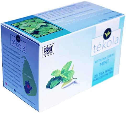 tékola, Ceylon Black Tea with Peppermint flavor. A premium blend of 100% pure Ceylon Tea. Full-bodied and invigorating, it will liven up your taste buds, 25 Count (Pack of 6)