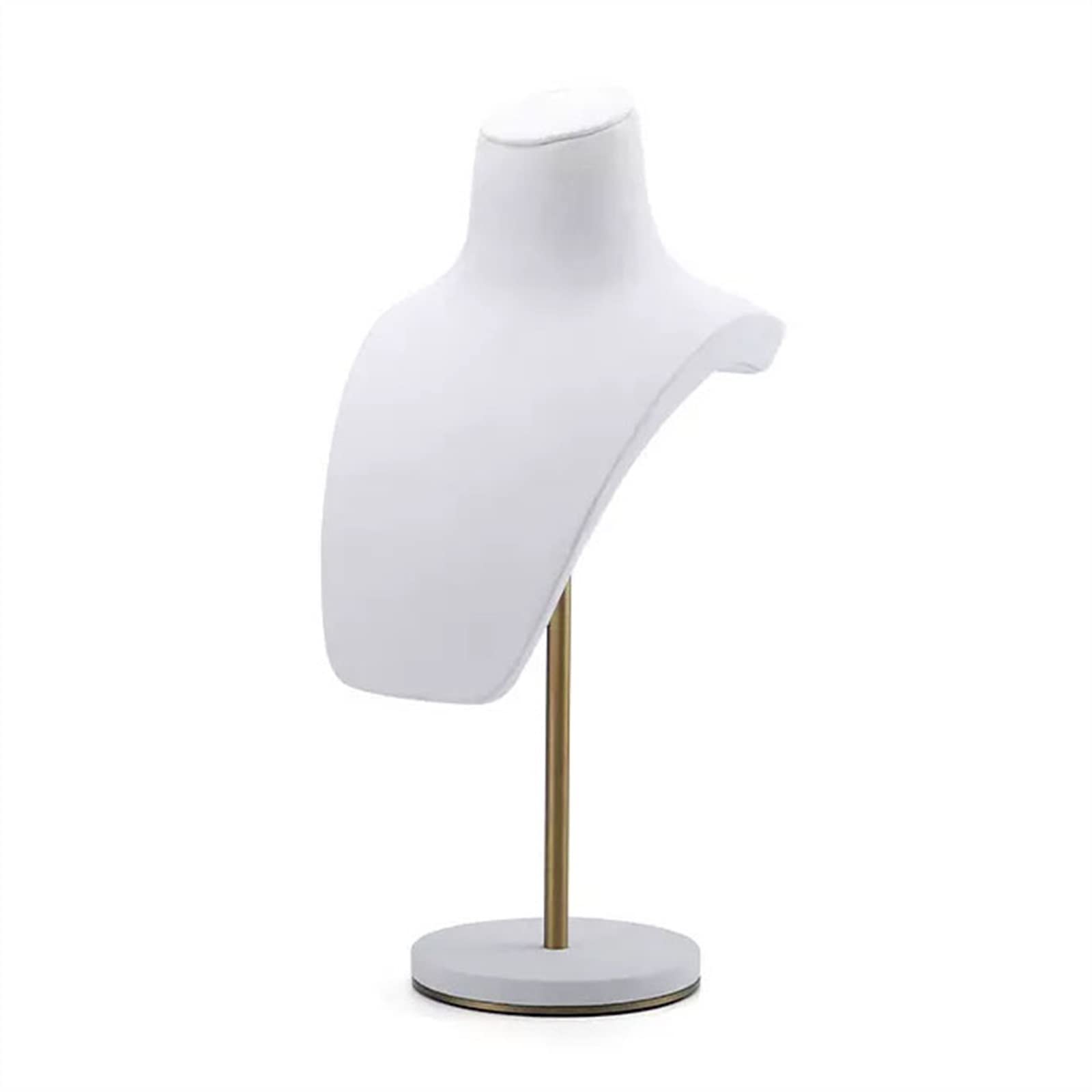 SBZIOJHDR jewellery stand, Velvet Necklace Stand Gold Metal Neck Hanger Holder Mannequin for Retail Show Jewelry Rack(White,L)