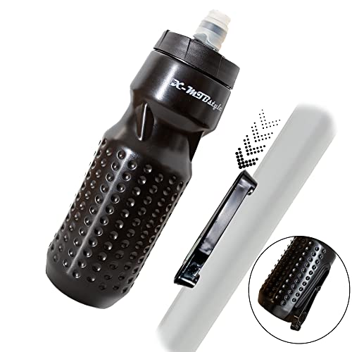 XMTBSTYLE – Bidon Velo - Porte Bidon Velo – Bouteille d´eau vtt – Water Bottle Magnetic – Magnétique Porte Boutelle - Gourde VTT avec Protection De La Tetine - Bidon Eau Sport sans BPA 750ml Noir