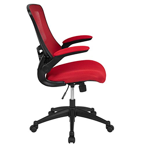 Flash Furniture Kelista Mid-Back Red Mesh Swivel Ergonomic Task Office Chair with Flip-Up Arms by Flash Furniture - Image 8