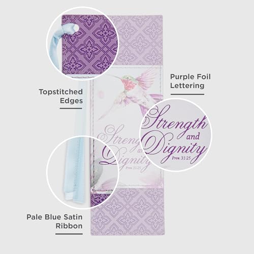 Image of Christian Art Gifts Faux Leather Bookmark for Women: Strength & Dignity