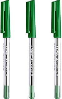 Staedtler Medium 0.5mm 430 Stick Ballpoint Pens Writing Pen Smooth - Green Ink - Pack Of 3