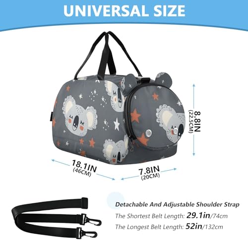 Duffle Bag Kids Gym Bag with Shoes Compartment & Wet Separation Overnight Travel Duffel Bag Koala Heads for Girl Boy3