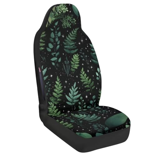 Cottagecore Fern Print Car Seat Cover Waterproof Car Seat Covers Front Seats Only, Universal Fit for Car SUV Trucks, Airbag Compatible, Green Plant Car Accessories for Women Men