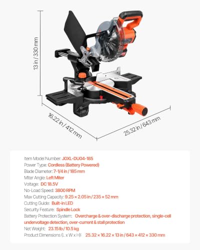 VEVOR 18.5V Cordless Sliding Miter Saw