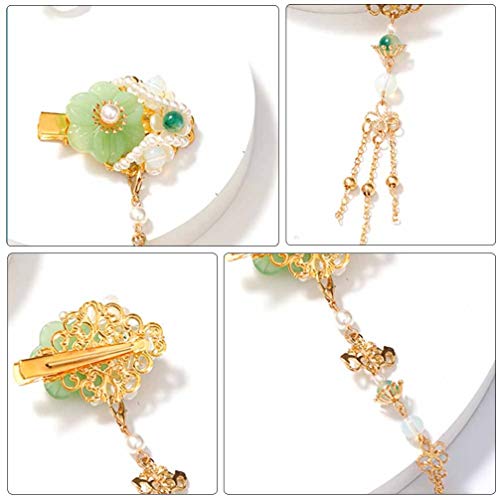 Minkissy 41456SS7IR57PR3J 1 Pair Chinese Tassels Headdress Jade Hair Clip Bride Headwear Chinese Hair Accessories thumb #8