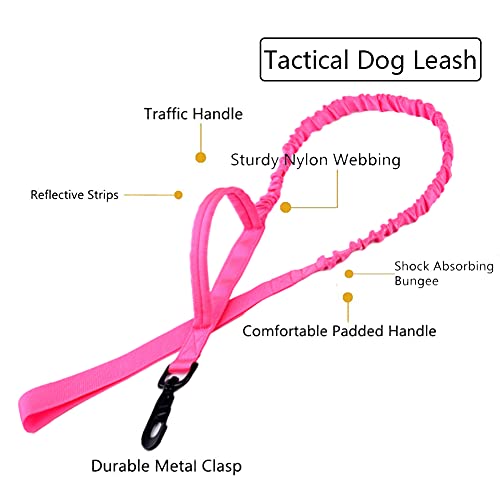 Image of Tactical Dog Collar and Leash Set Adjustable Military Nylon Dog Collar with Control Handle and Heavy Duty Metal Buckle for Large Dogs(Pink XXL