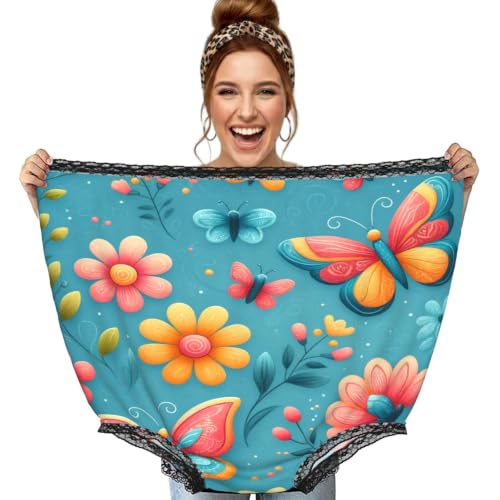 Culotte de grand-mère géante imprimé fleurs bleues et papillons amusants