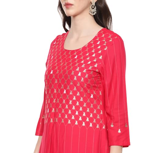 Image of BIBA Women Rayon Flex Straight Printed Suit Set