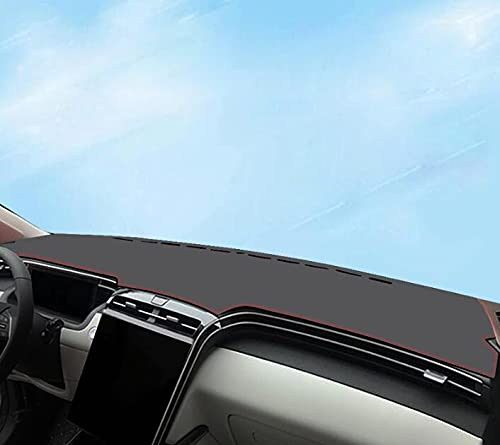 Momoap Black Leather Car Dash Mat Dashboard Cover Dashmat Interior Pad for Hyundai Tucson 2021-2022