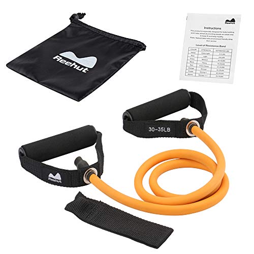Reehut Single Resistance Band Exercise Tube With Handle, Door Anchor And Manual, For Resistance Training, Physical Therapy, Home Workouts, Fitness, Pilates,Boxing Strength Training - Orange #TOP3