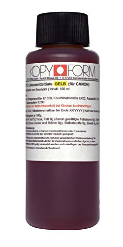 KOPYFORM Encre Alimentaire JAUNE 100ml pour Imprimantes de Canon (KOL112)