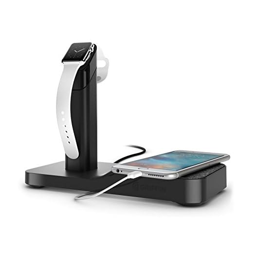 Griffin WatchStand Powered Charging Station & Cord Management for Apple Watch & iPhone - All-In-One Charging Station for Apple Watch & iPhone
