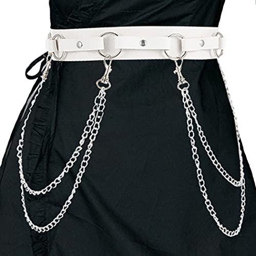 Obmyec Punk Leather Body Chain Gothic Waist Belt Chains Layered Harness Nightclub Prom Body Accessories For Women And Girls (White) #TOP5