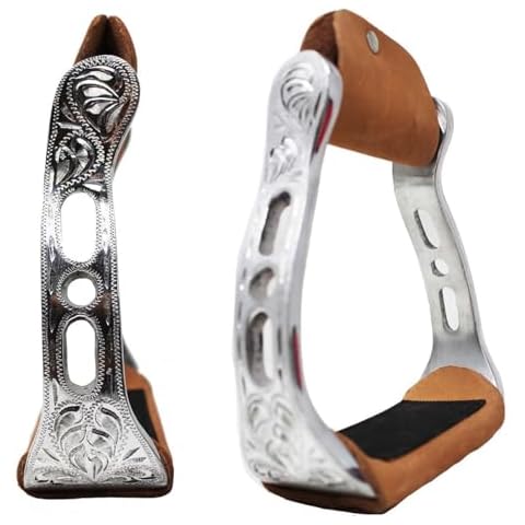 Challenger Tack Horse Saddle Western Aluminum Barrel Engraved Straight Stirrups 51149 Cover