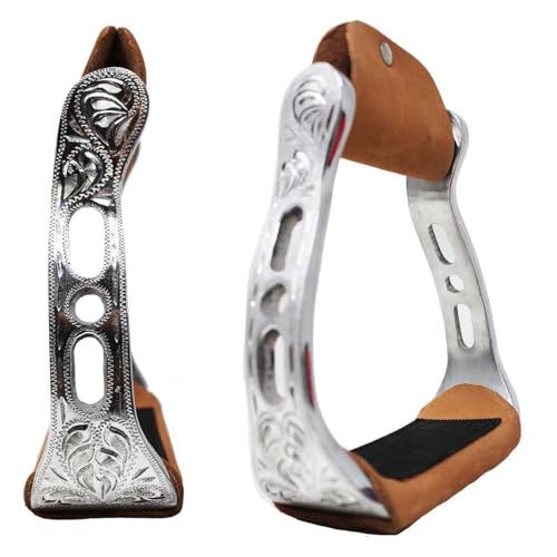 (7.6cm Neck, 6.4cm Tread, 12cm Wide, 17cm Height, Floral Cutouts) - Challenger Tack Horse Saddle Alu