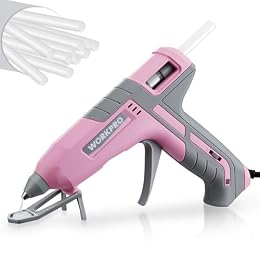 WORKPRO 60/100W Dual Temp Full-Size Hot Glue Gun Kit, Pink Ribbon