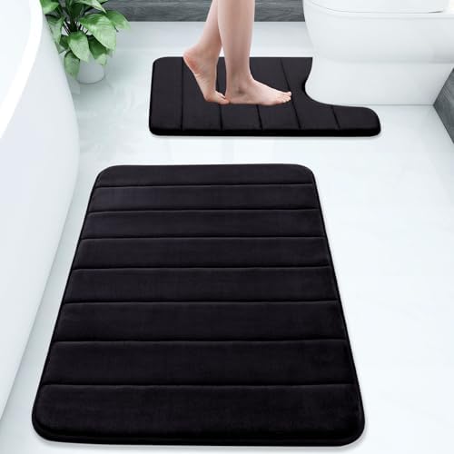 Amazon.com: Buganda Bathroom Rug and Mat Set, 2 Piece Memory Foam Bath ...