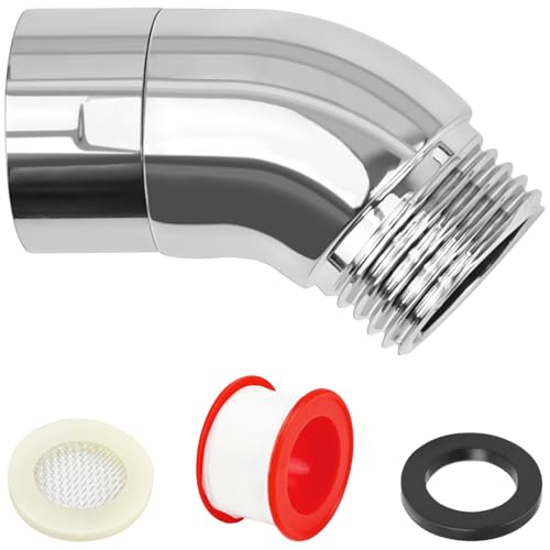 JAXICREY Adaptador de ducha de mano en ángulo de 1/2 pulgadas, adaptador de ducha de mano de 135 grados, cabezal de ducha de lluvia, cabezal de ducha, pieza de conexión para alcachofa de ducha de mano