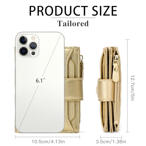 Image of RNIEGA Small Wallets for Women Leather Bifold Wallet Women RFID Blocking Purse Credit Card Holder with 15 Card Slots and ID Window Coin Pocket