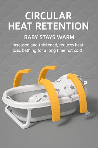 Image of Foldable Baby Bathtub for 0-3 Years | Collapsible Portable Bath Tub with Soap Holder & Drain Plug | Non-Slip Legs, Heat Retention Design, BPA-Free Safe Material (Grey)