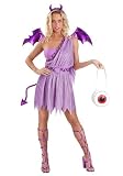 Disney Hercules Pain Costume Outfit | Womens Devilish Halloween Dress With Tail, Wings, Horns, & Eyeball Purse X-Large