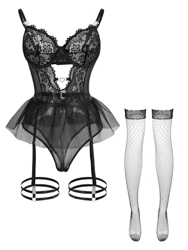 Image of Foxiny Sexy Lingerie Set 3 Piece Women Corset Bodysuit