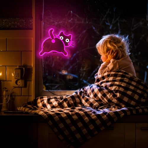 Image of Cat Neon Sign for Wall Decor,Dimmable Funny Kitty Neon Light,Pink Animal Light Up Signs for Bedroom Party Bar Background Christmas Gifts Decorations
