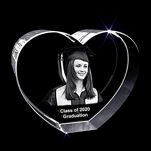 A&B Crystal Collection Celebrate Grads - Graduation 3D Photo Gift (Small Heart (4 x 3.5 x 2.5 inches))