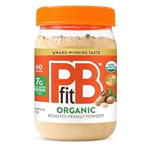 PBfit 8 Ounce Organic Peanut Butter Powder, Powdered Peanut Spread from Real Roasted Pressed Peanuts, 7g of Protein 7% DV, Gluten-Free, 60 calories, 87% less fat Pack of 1