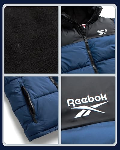 Image of Reebok Mens Winter Jacket - Warm Heavyweight Mens Winter Coat - Wind Water Resistant Insulated Quilted Puffer Jackets for Men