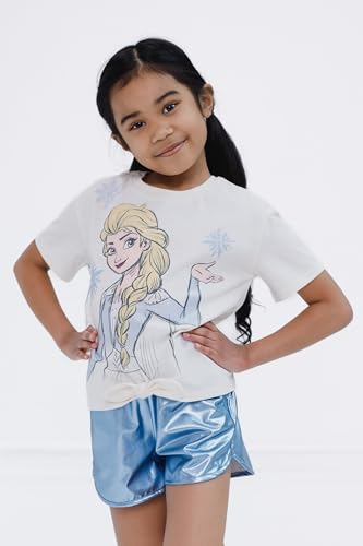 Disney Girls Crop Top T-Shirt and Metallic Shorts Outfit Set Toddler to Big Kid Sizes (2T - 14-16)4