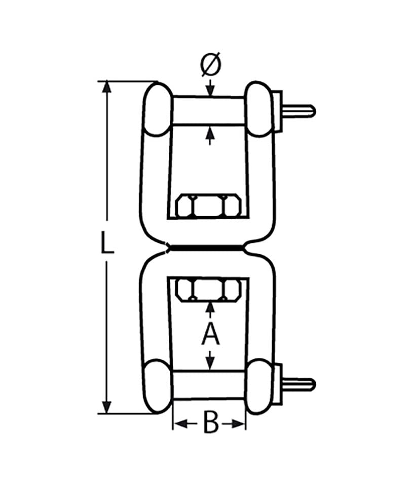 Sacavuelta grillete-grillete 19mm de acero AISI 316 para fondeo marino 2