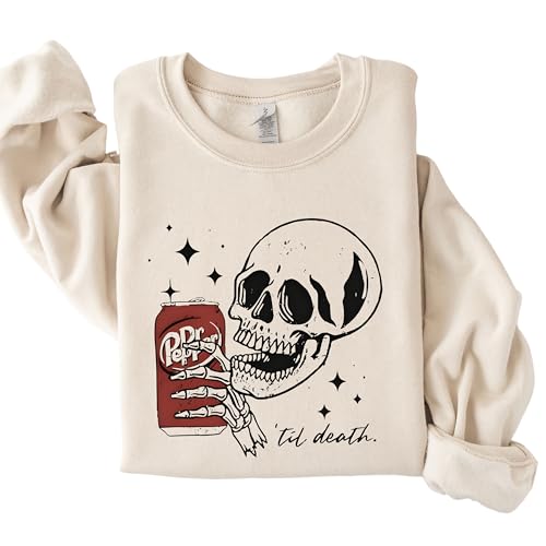 Till Death Dr. P.epper Sweatshirt, Skeleton Sweatshirt, Halloween Sweater, Cute Dr P.epper Shirt, Skeleton Drinking Dr. P.epper Sweatshirt