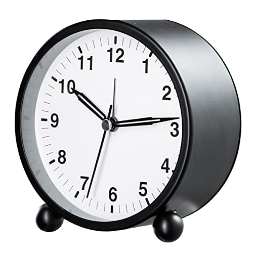 HZDHCLH Reloj despertador pequeño para estante, reloj despertador analógico con pilas, silencioso, sin tictac, para dormitorio, negro, 4 pulgadas Cover
