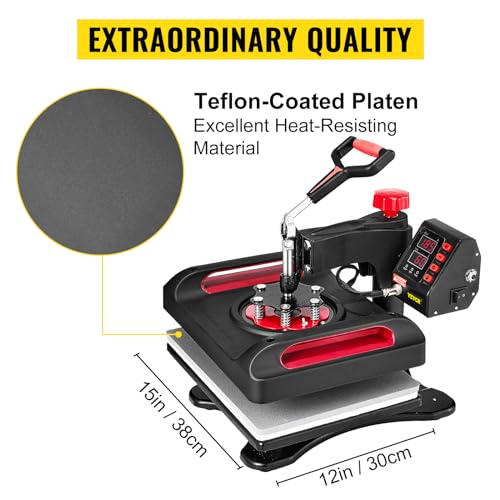 VEVOR Heat Press Machine 11 in 1 Combo Tshirt Press Machine 360° Swing Away Digital Shirt Printing Multifunction Heat Transfer Clamshell Sublimation for T-Shirt Hat Cap Mug Plate Pen Shoes
