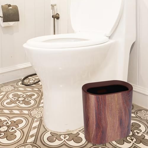 Caneca estrecha de basura con diseño mármol para baño miniatura 6