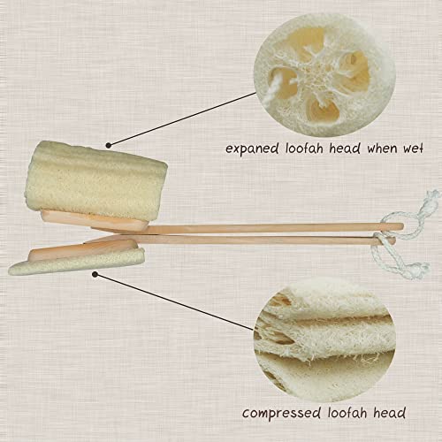 Natural Exfoliating Loofah Luffa Loofa Back Sponge Scrubber Brush With Long Wooden Handle Stick Holder Body Shower Bath Spa Pack Of 2 #TOP4