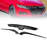 MOFANS 3PCS Front Grille Cover Moulding Trim fit for Compatible with Honda Accord 10th Sedan Sport Style 2018-2020 Front Grill Lip Bumper, Glossy Black