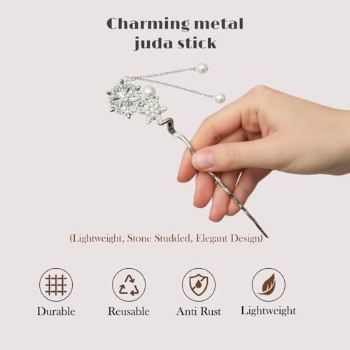 Image of INHEAVEN Metal Hair Sticks for girl Vintage Hair Chopsticks for Women Minimalism Irregular Curve Hair Sticks for Buns Chinese Hair fork for Women (stick 05)