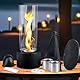 Tischkamin,Bio Ethanol Tischkamin mit 2 verstellbaren Flammenringen 40x16x16cm,Tischfeuer für Indoor & Outdoor mit 2 Brennkammern bis 6H Brenndauer,Tischfeuer Set für Party,Abendessen,Freizeit,Balkon