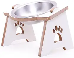 Ronroneria Comedouro Ergonômico Elevado Individual com Tigela em Alumínio para Gatos