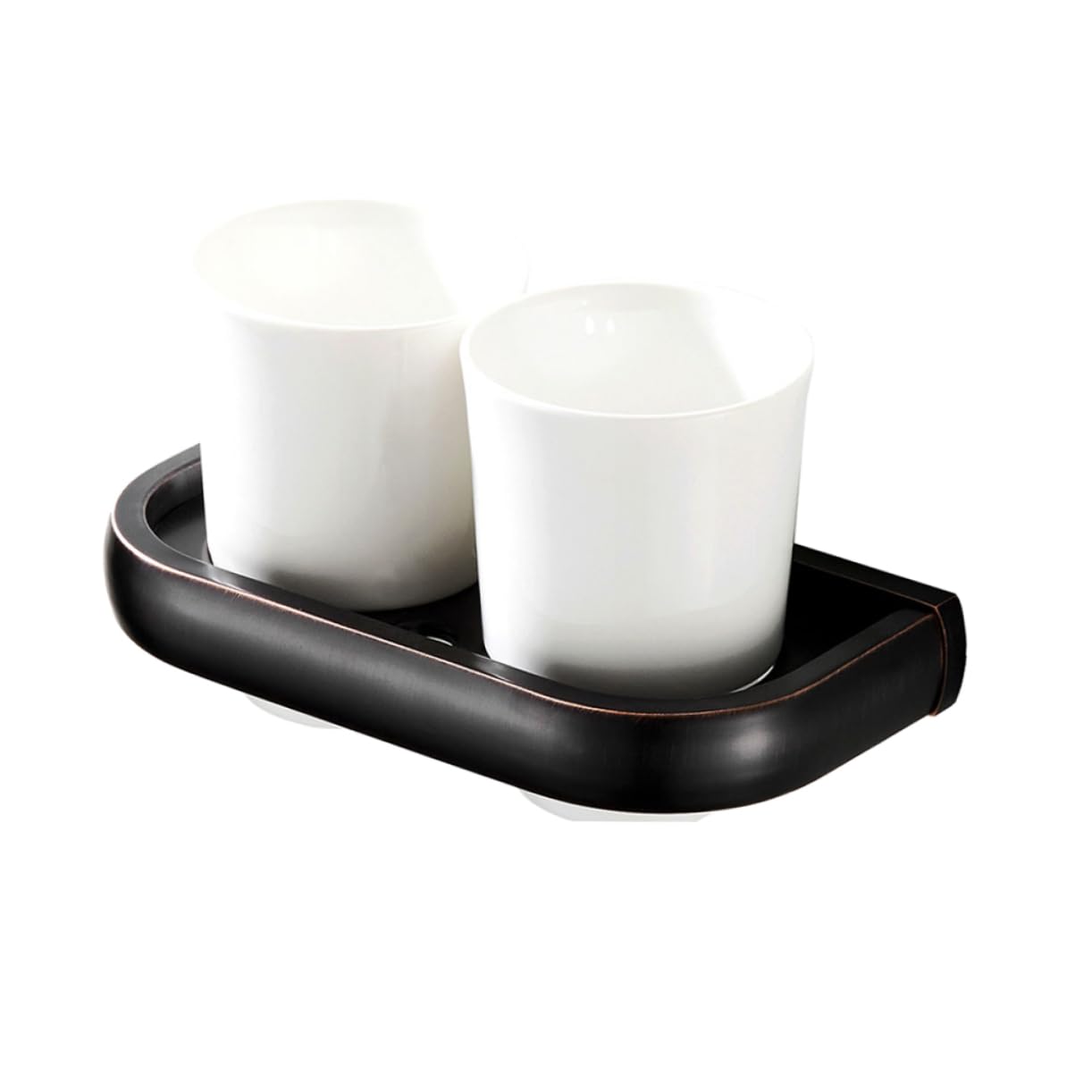 MAGICLULU Porta Spazzolini Da Denti in Rame Da Parete Doppio Portabicchieri Organizer Per Bagno Hotel Cucina Nero