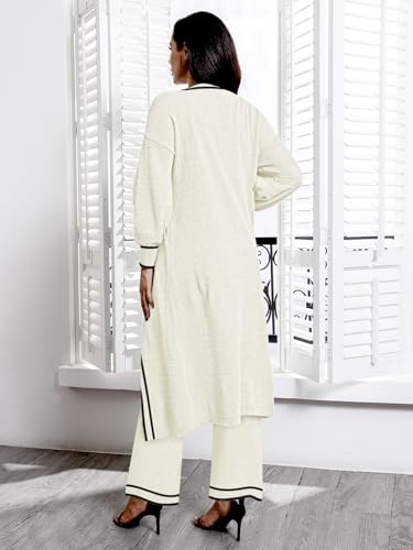 Image of Fixmatti Women's Fuzzy 3 Piece Sweatsuit Open Front Cardigan Crop Tank Tops Wide Legs Pants Lounge Sets